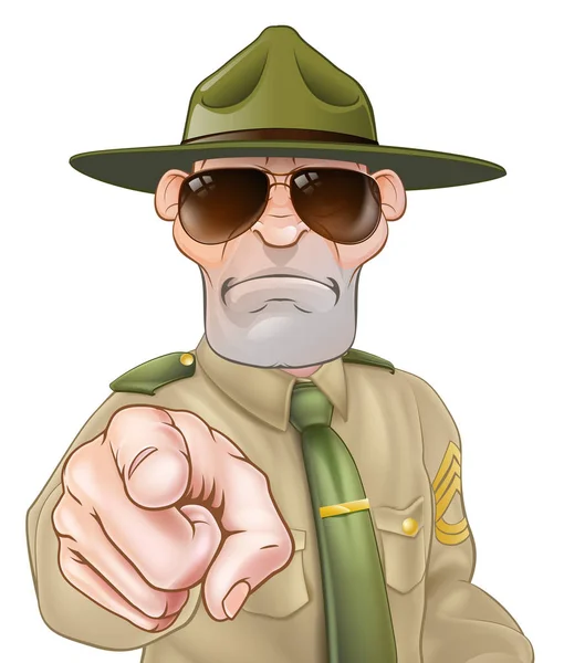 Angry Drill Sergeant Pointing — Stock Vector