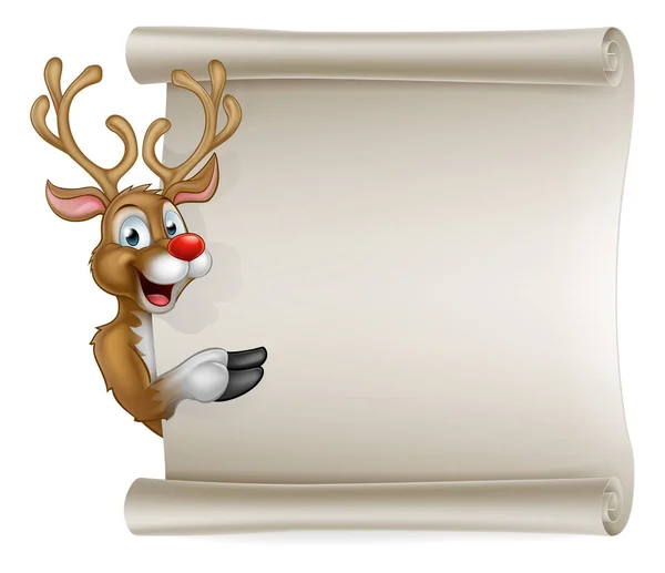 Santas Reindeer Desen animat Semn de Crăciun — Vector de stoc