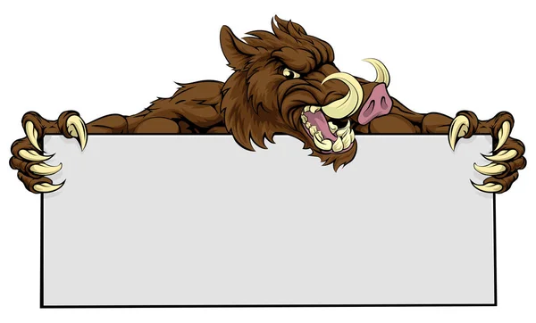 Boar Mascot Sign — 스톡 벡터