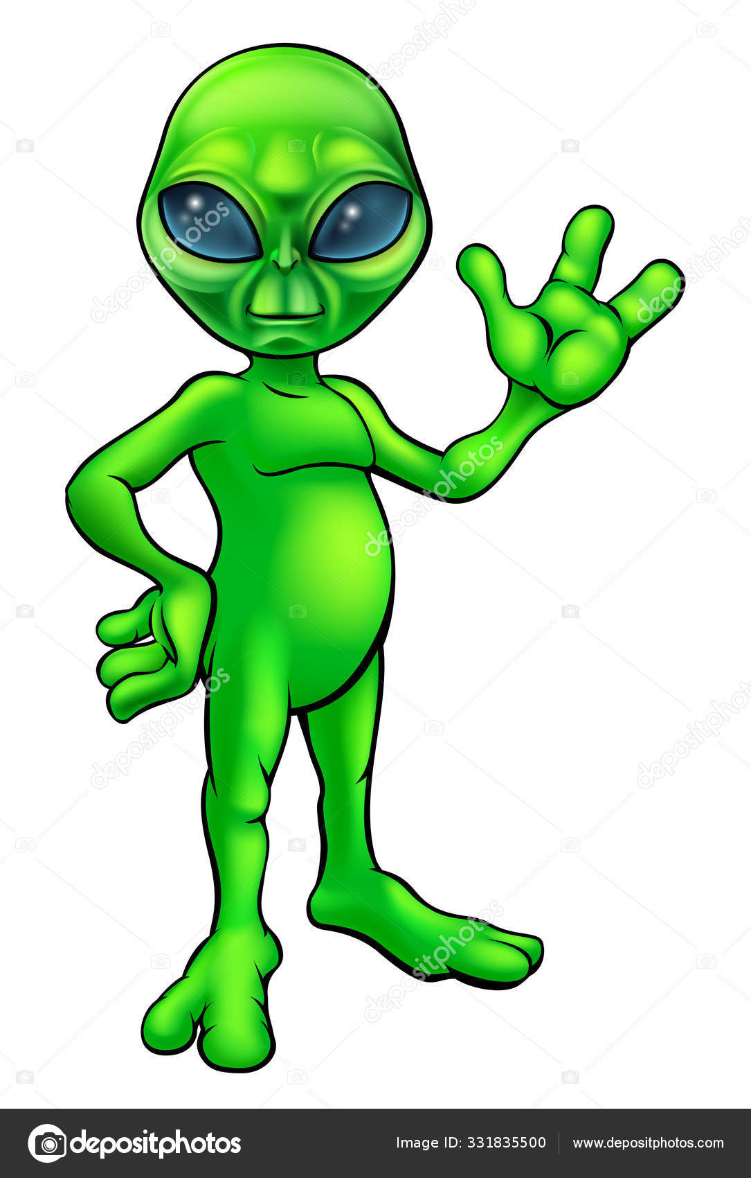 sorrindo a ilustração em vetor extraterrestre plana dos desenhos animados. alienígena  verde bonito, criatura fantástica. pronto para usar o modelo de caractere  2d para comercial, animação, design de impressão. herói cômico isolado