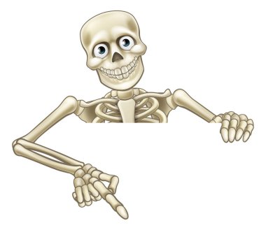 Çizgi film İskeleti İşareti Gösteriyor