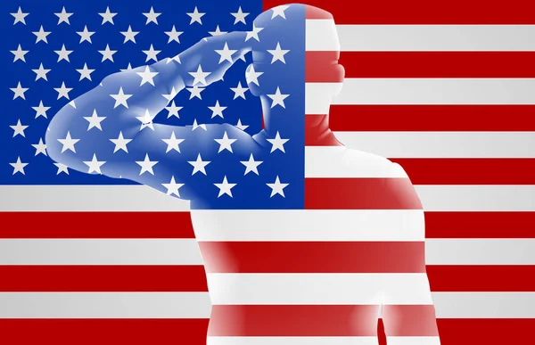 Amerikanischer Soldat salutiert — Stockvektor