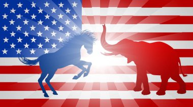 Jackass Donkey Fighting Elephant Election Concept clipart