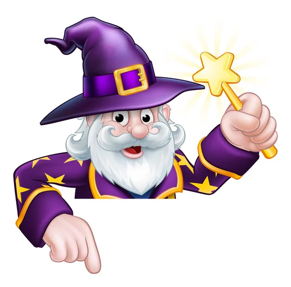 Cartoon Wizard Pointing — Stock Vector