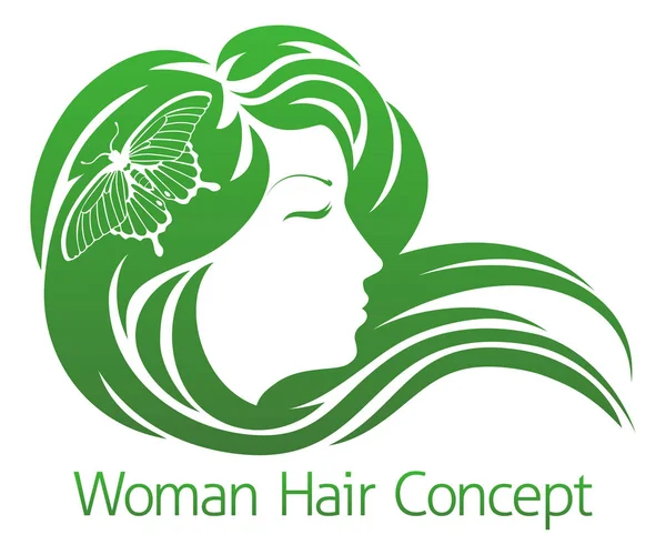 Kvinna fjäril hår koncept — Stock vektor