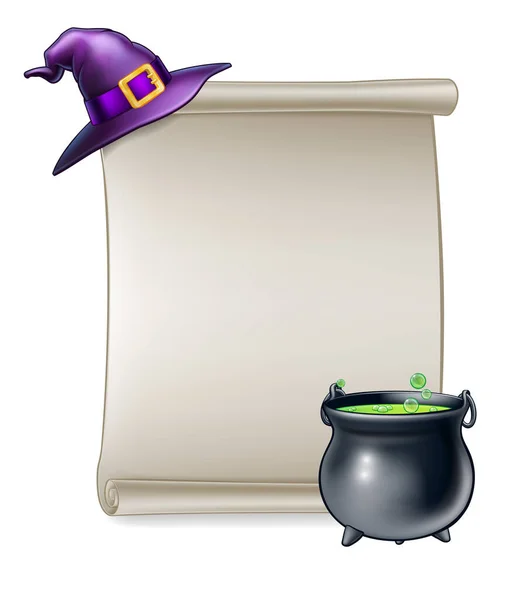 Halloween Cartoon Scroll Sign — Stockový vektor