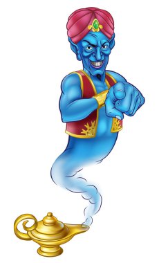 Cartoon Evil Poiting Genie
