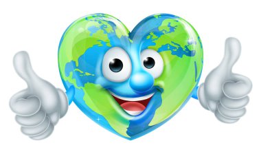 Heart Earth Day Dünya Çizgi Film Maskotu