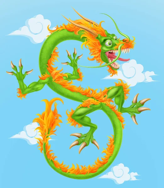 Chinese Dragon Illustration — Stock Vector