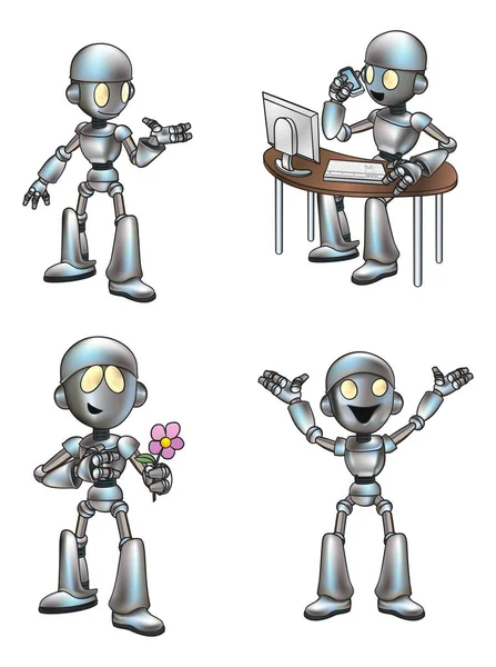Cute Cartoon Robot Mascot — Stock Vector