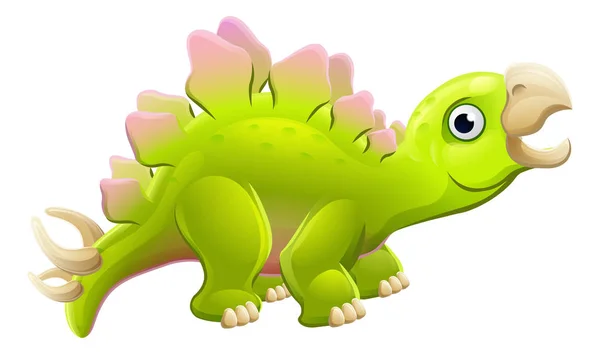 Cute Cartoon Dinosaur Stegosaurus — Wektor stockowy
