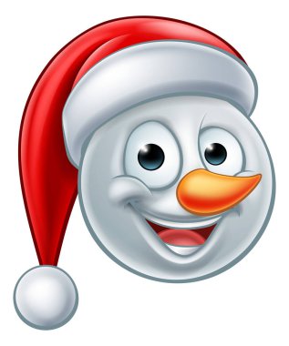 Christmas Snowman Santa Hat Emoji clipart