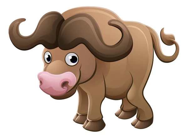 Bison Buffalo Animal Cartoon Character — Stock Vector
