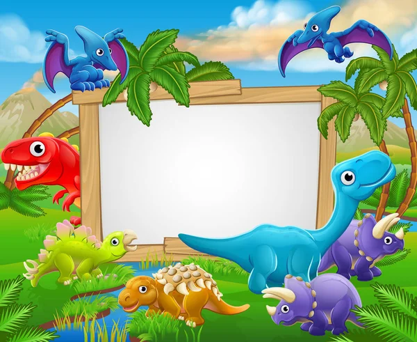Cartoon Dinosaurs Sign Royalty Free Stock Vectors