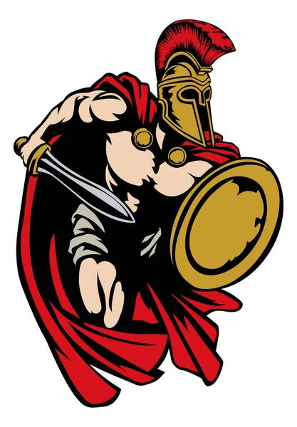 Espartano Romano o Troyano Gladiador Antiguo Guerrero Griego — Vector de stock