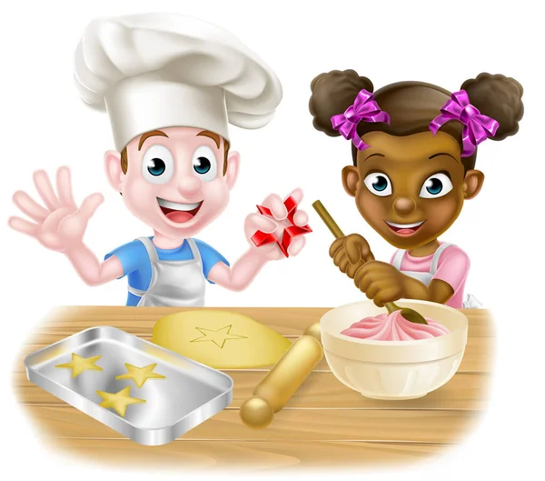 Karikatür Çocuk Pişirme — Stok Vektör