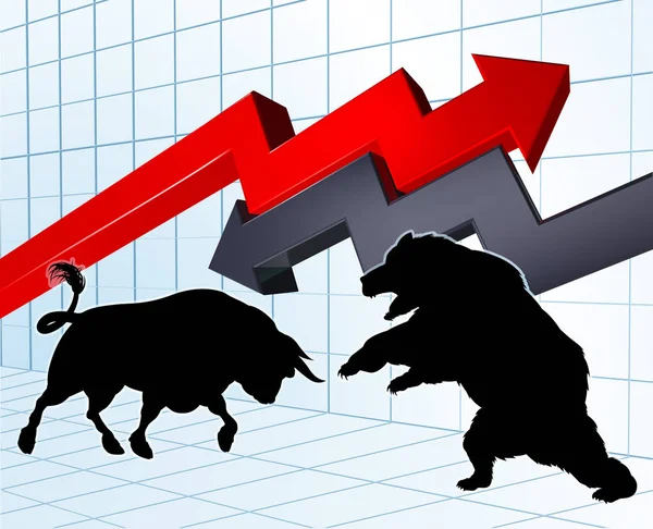 Bears Versus Bulls Stock Market Concept — Stock Vector