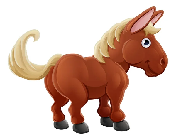 Dibujos animados lindo caballo granja animal — Vector de stock