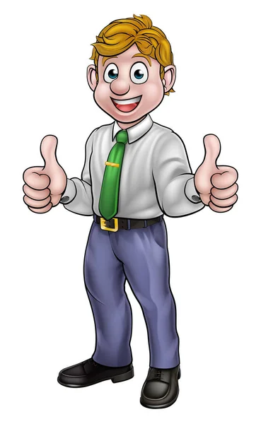 Happy Cartoon Thumbs Up Business Man — Stockový vektor