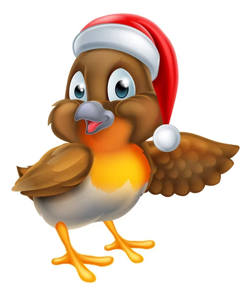 Robin Bird Kerst Tekenfilm — Stockvector