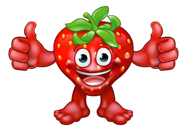 Personaje de la historieta de la mascota de fresa de fruta — Vector de stock