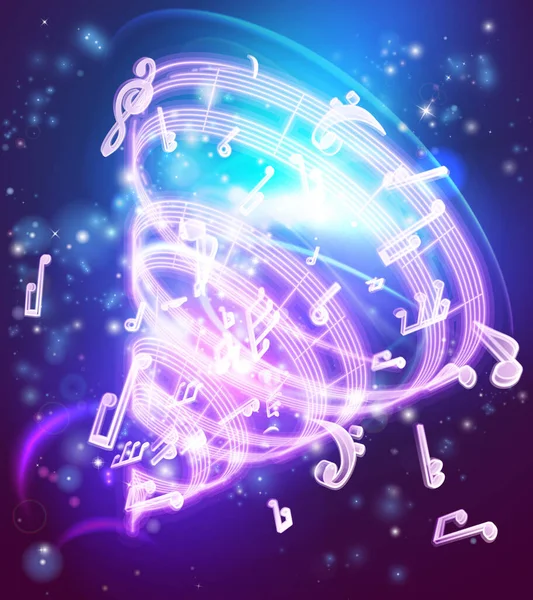 Resumen Música Mágica Notas Musicales Fondo — Vector de stock