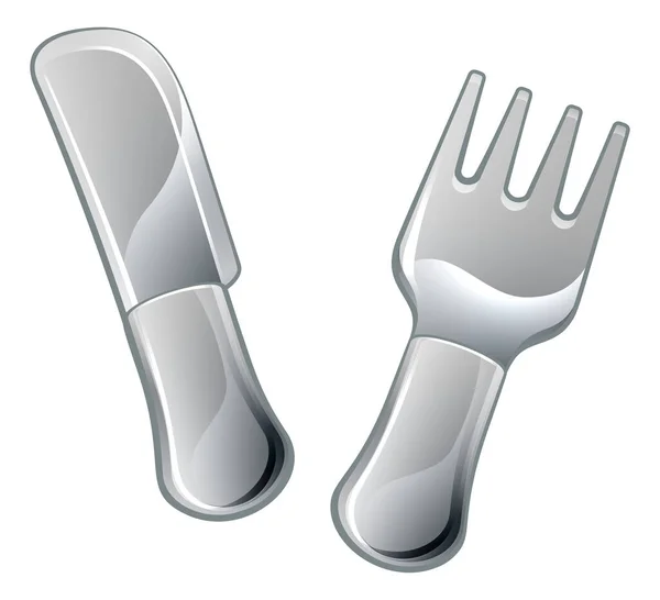 Cartoon Knife and Fork — Stock Vector