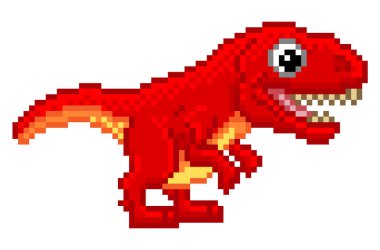 Pixel Art T Rex Cartoon Dinosaur clipart