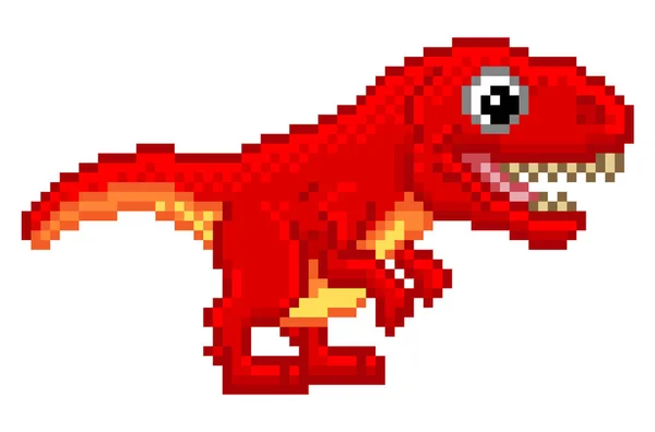 Pixel Art T Rex Dinossauro dos desenhos animados — Vetor de Stock