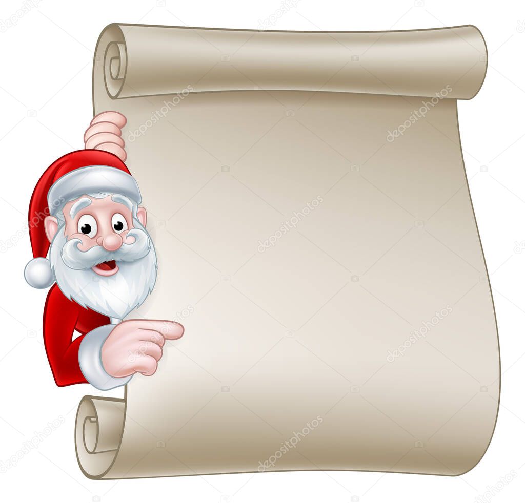 Santa Christmas Scroll Sign