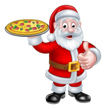Çizgi Noel Baba Pizza Tutuyor