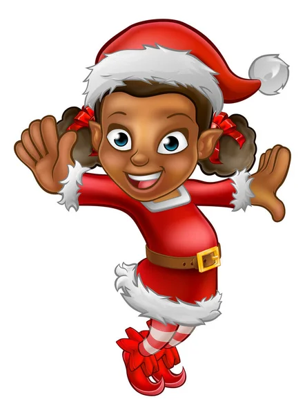 Cute Cartoon Christmas Santa Helper Elf — Stock Vector