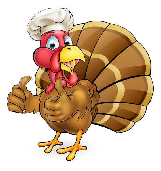 Cartoon Turkey Bird Chef Giving Thumbs Up – stockvektor