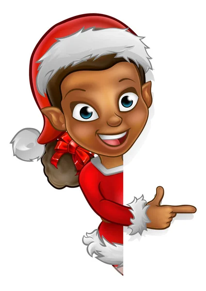 Christmas Elf Pointing — Stock Vector