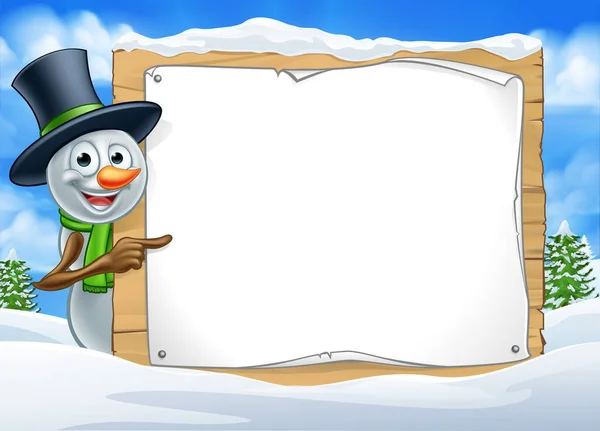 Cartoon Snowman Teken Scene — Stockvector