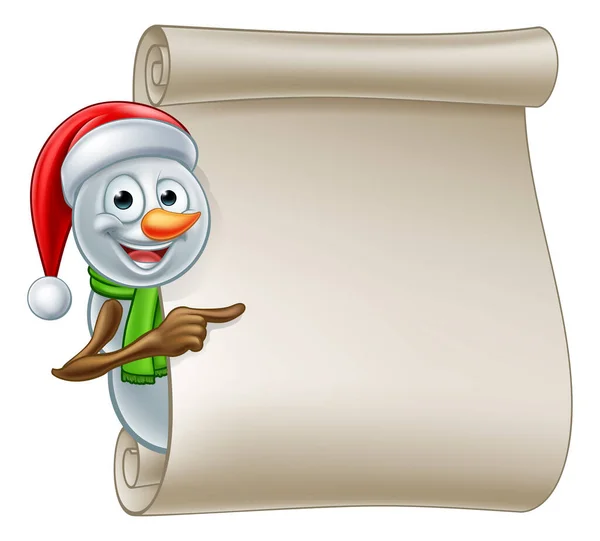 Muñeco de nieve Navidad Scroll — Vector de stock