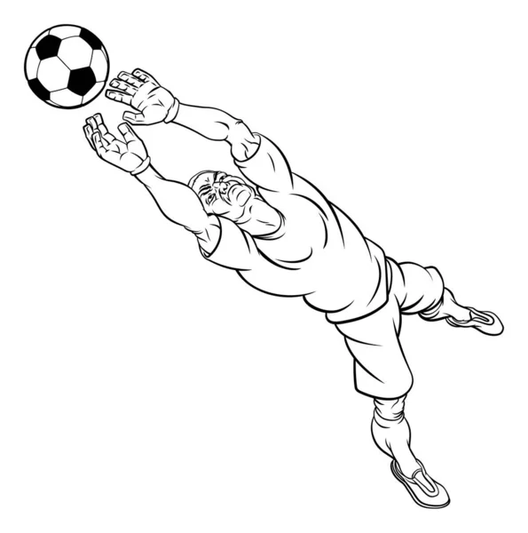 Cartoon Voetbal Voetbal Doel Keeper Player — Stockvector