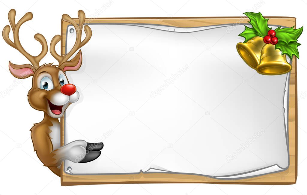 Christmas Santas Reindeer Cartoon Sign