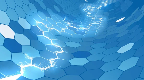 Elektrische blauwe honingraat Hexagon achtergrond — Stockvector