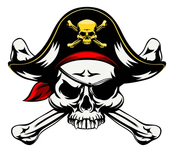 Skull and Crossed Bones Pirate - Stok Vektor