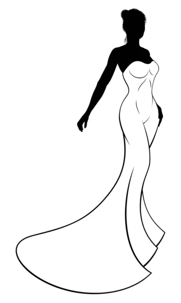 Robe de mariée de mariée silhouette — Image vectorielle