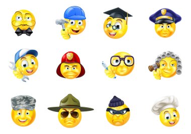 Jobs Occupations Work Emoji Emoticon Set clipart
