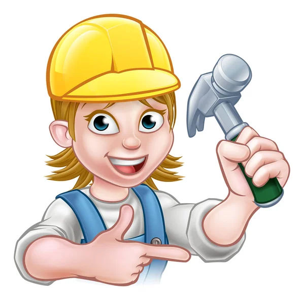 Female Carpenter Woman Cartoon Character — 스톡 벡터