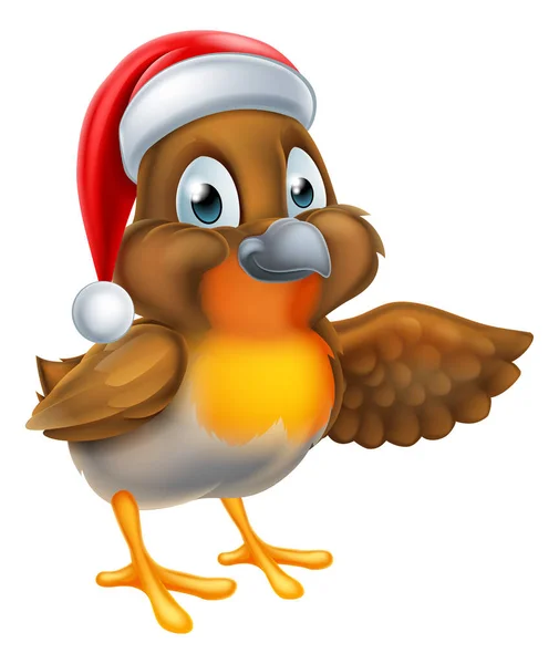 Cartoon Kerst Robin Bird — Stockvector