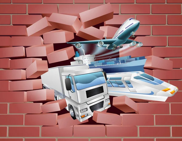 Transport Logistics Cargo Wall Concept — Stock Vector