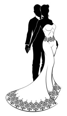 Gelin ve Damat Düğün Çifti Silueti