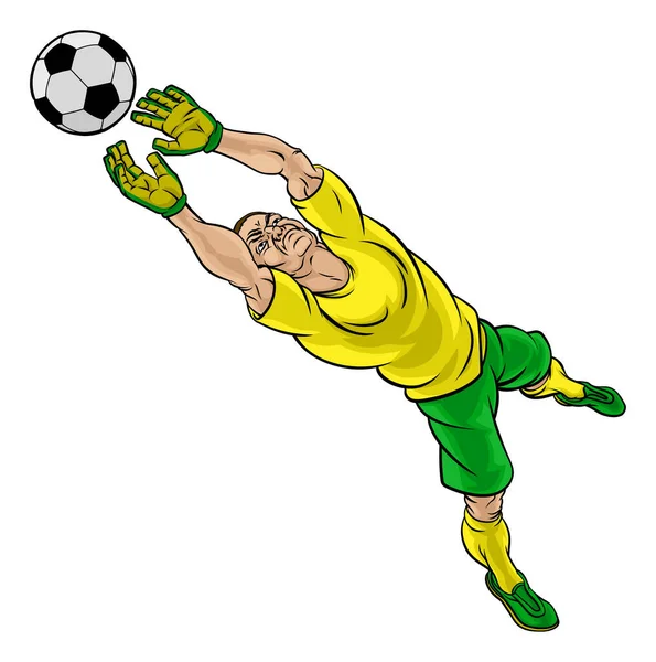 Cartoon Soccer Voetbal Doelman Speler — Stockvector