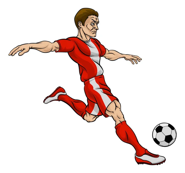 Χαρακτήρας κινουμένων σχεδίων ποδοσφαιριστής ποδοσφαίρου — Διανυσματικό Αρχείο