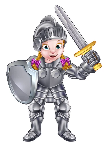 Cartoon ridder meisje — Stockvector