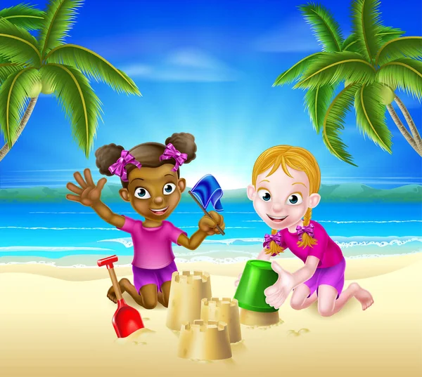 Tropical Beach Vacances en famille — Image vectorielle